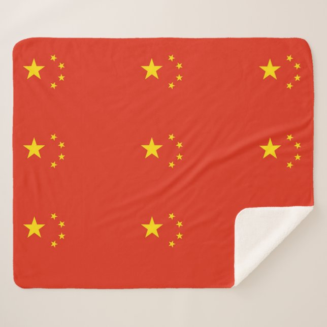 Couverture Sherpa Blanche Sherpa patriotique avec drapeau chinois (Devant (Horizontal))