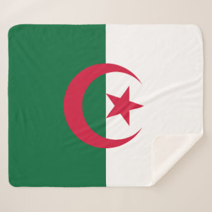 Couverture Sherpa Blanche Sherpa patriotique avec drapeau d'Algérie