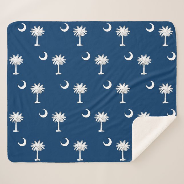 Couverture Sherpa Blanche Sherpa patriotique avec drapeau de la Caro (Devant (Horizontal))