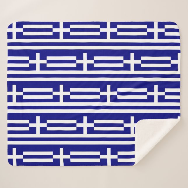 Couverture Sherpa Blanche Sherpa patriotique avec drapeau de la Grèc (Devant (Horizontal))