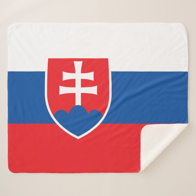 Couverture Sherpa Blanche Sherpa patriotique avec drapeau de la Slov (Devant (Horizontal))