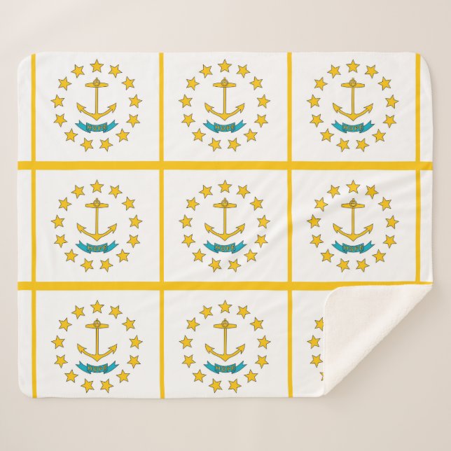 Couverture Sherpa Blanche Sherpa patriotique avec drapeau de Rhode I (Devant (Horizontal))