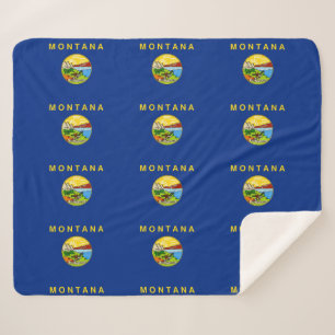 Couverture Sherpa Blanche Sherpa patriotique avec drapeau du Montana