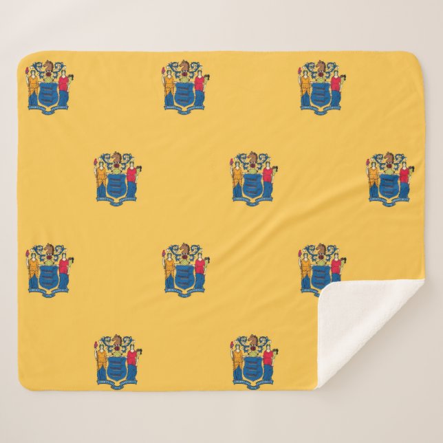 Couverture Sherpa Blanche Sherpa patriotique avec drapeau du New Jer (Devant (Horizontal))