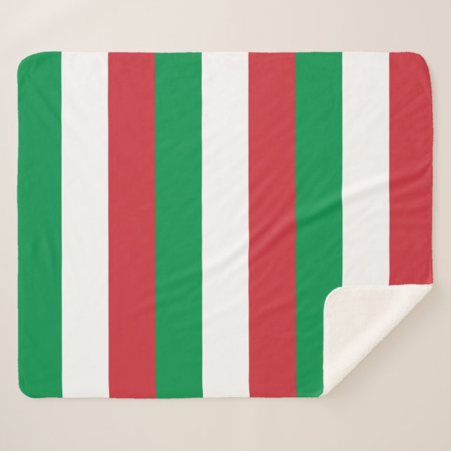 Couverture Sherpa Blanche Sherpa patriotique avec drapeau italien (Devant (Horizontal))