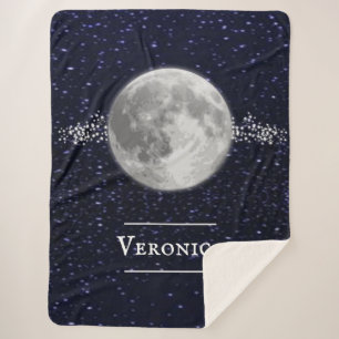 Couverture Sherpa Blanche Sherpa personnalisée lunaire
