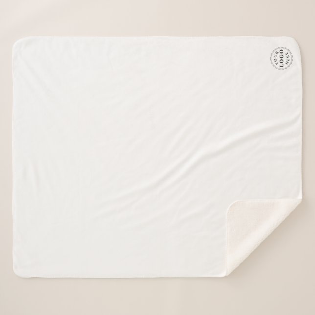 Couverture Sherpa Blanche Sherpa personnalisée moyenne - Marque d'en (Devant (Horizontal))