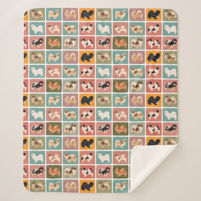 Couverture Sherpa Blanche Sherpa Tibétaine Spaniel multicolore (Devant)