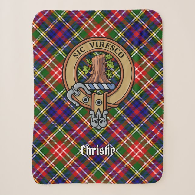 Couverture Sherpa Blason de Clan Christie sur tartan (Devant)