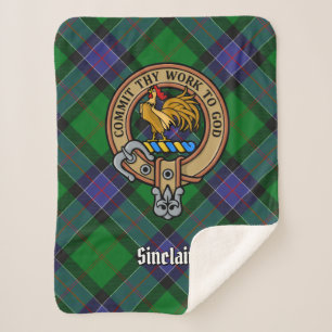 Couverture Sherpa Blason du Clan Sinclair sur tartan de chasse