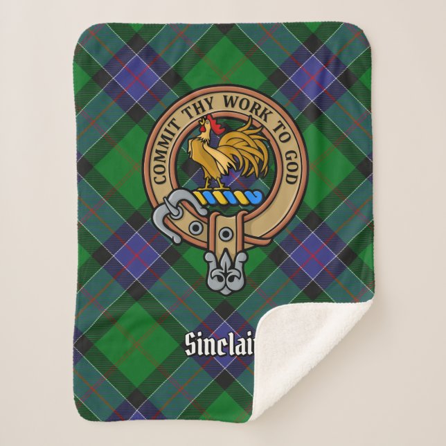 Couverture Sherpa Blason du Clan Sinclair sur tartan de chasse (Devant)