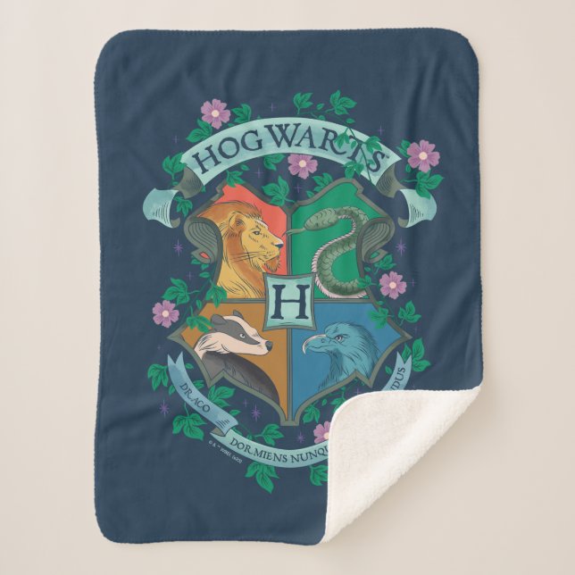 Couverture Sherpa Blason floral HOGWARTS™ (Devant)