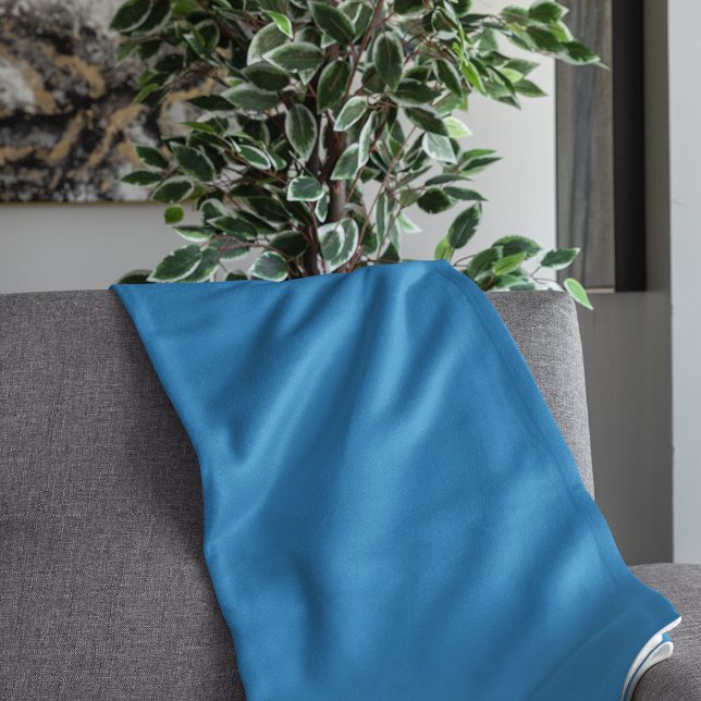 Couverture Sherpa Bleu Acier Uni Couleur Unie (Steel Blue Solid Plain Color Sherpa Blanket - Large Size)