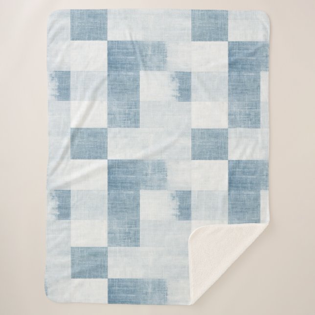 Couverture Sherpa Bleu Blanc Denim Jean Christmas (Devant)