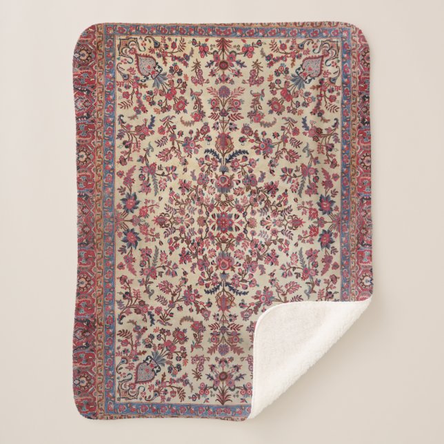 Couverture Sherpa Bleu bleu clair rose perse  (Devant)