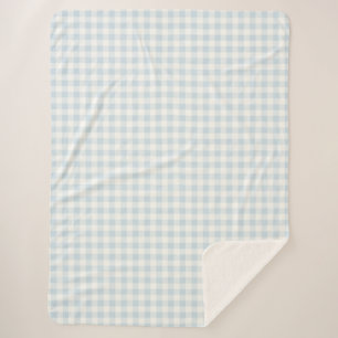 Couverture Sherpa Bleu Clair Blanc Carreaux Rayures