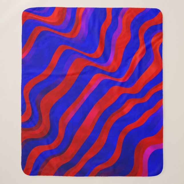 Couverture Sherpa Bleu clair, texture rouge avec lignes cirées. Dégr (Devant)