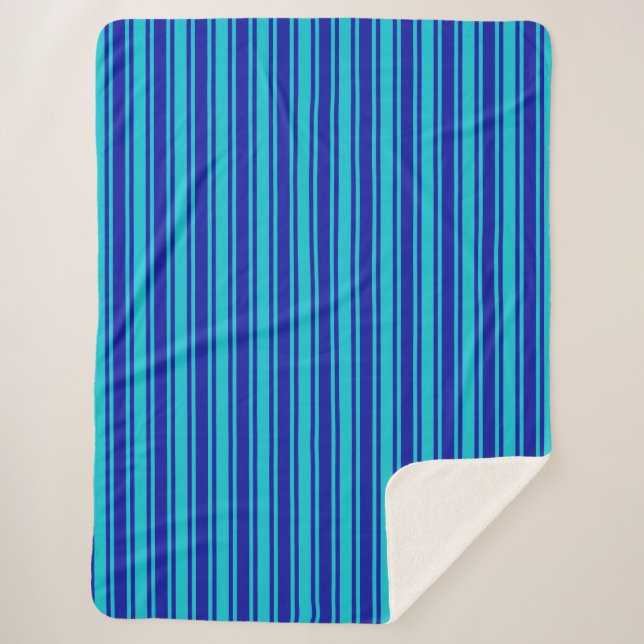 Couverture Sherpa Bleu et turquoise bandes bonbons (Devant)