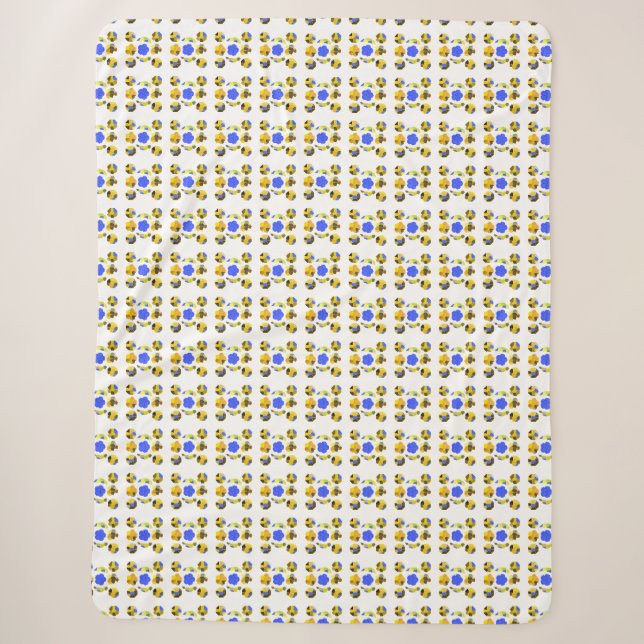 Couverture Sherpa Bleu Jaune Illustration Formes fantaisistes (Devant)