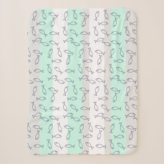 Couverture Sherpa Bleu Motif de poisson élégant thème de la mer (Devant)
