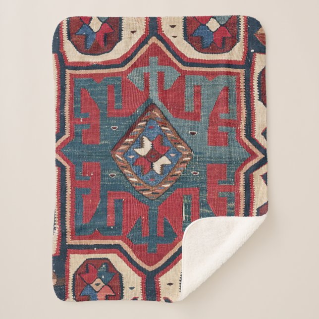 Couverture Sherpa Bleu Western Père Noël Fe Cowboy Style Ornat  (Devant)