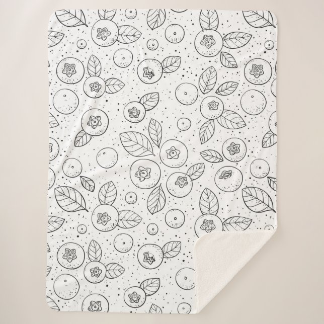 Couverture Sherpa Bleuets en noir et blanc (Devant)