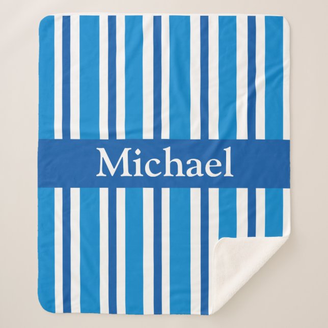 COUVERTURE SHERPA BLEUS STRIPES SHERPA BLANKET (Devant)