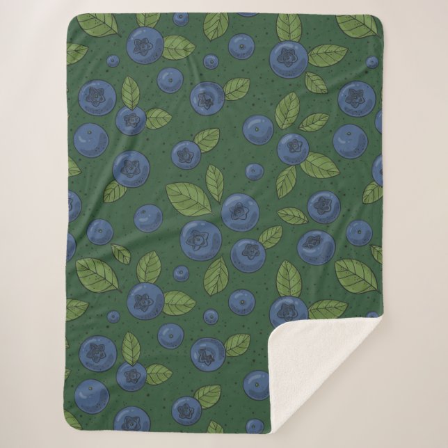 Couverture Sherpa Bleus sur vert foncé (Devant)