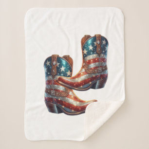 Couverture Sherpa Bling American Flag Boot