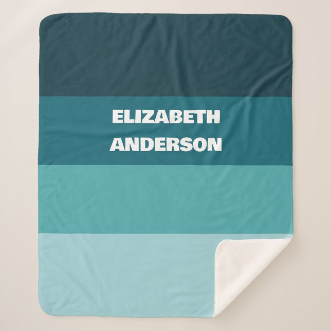Couverture Sherpa Blocage de couleur Turquoise Bande horizontale (Devant)