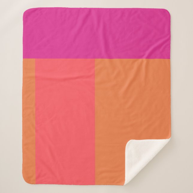 Couverture Sherpa Blocs De Couleur Rose Et Orange Chaud (Devant)