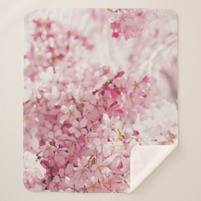 COUVERTURE SHERPA BLOSSOM ROSE ET CHERRY BLANC (Devant)