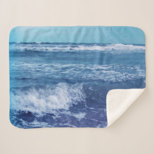 Couverture Sherpa Blue Atlantic Ocean Photo Cresting Waves Sky