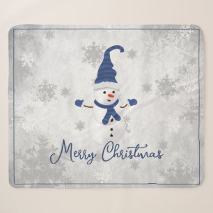 Couverture Sherpa Blue Cute Snowman Holiday Sherpa Blanket