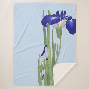 Couverture Sherpa Blue Irises par Ohara Koson