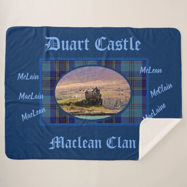 Couverture Sherpa Blue Tartan MacLean Clan's Scottish Duart Castle (Devant (Horizontal))