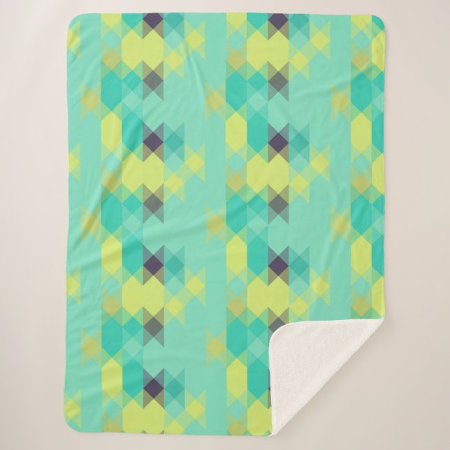 Couverture Sherpa blue yellow turquoise yellow and aqua  (Devant)
