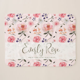 Couverture Sherpa Boho Chic Watercolor florales Stats personnalisés