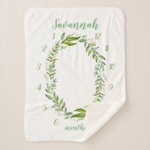 Boho Feuilles Baby Name Monthly Milestone Photo