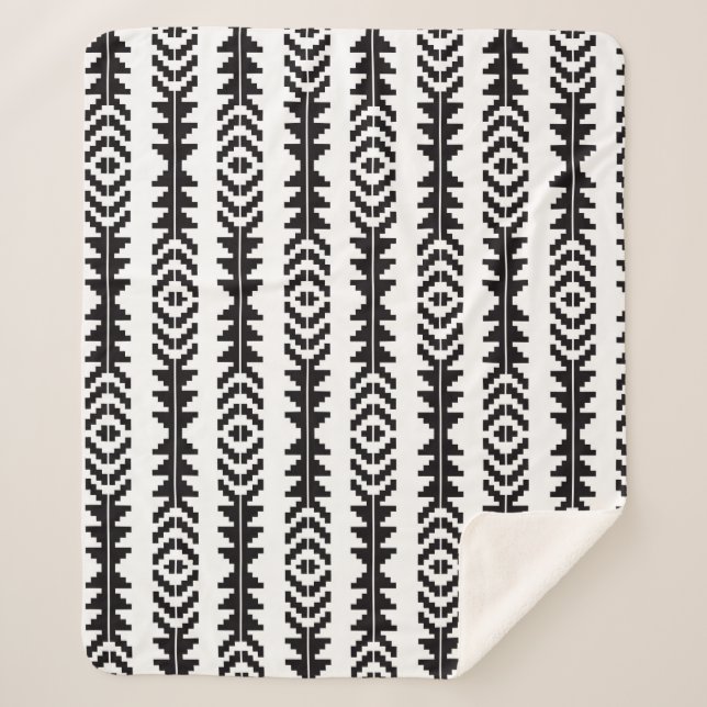 Couverture Sherpa Boho géométrique noir et blanc (Devant)