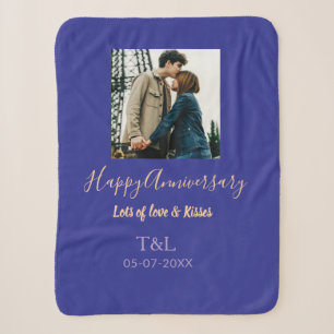 Couverture Sherpa Boho moderne heureux anniversaire ajouter nom bleu