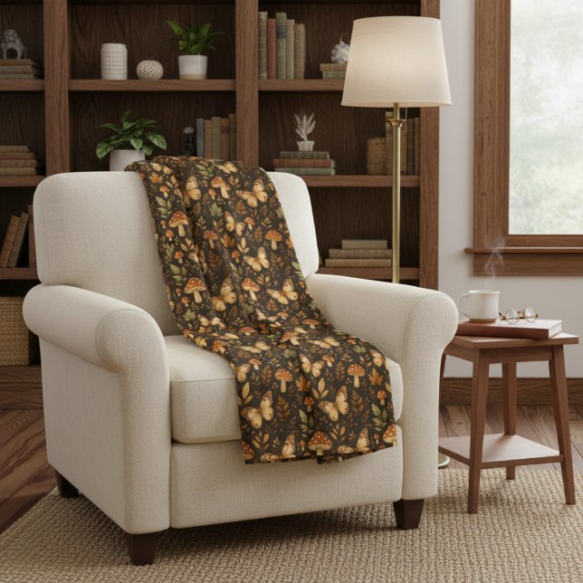 Couverture Sherpa Boho Woodland Forest Champignons | Couleurs d'auto (Créateur téléchargé)