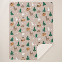 Bois Animaux Motifs Neige Arbres couverts Brown