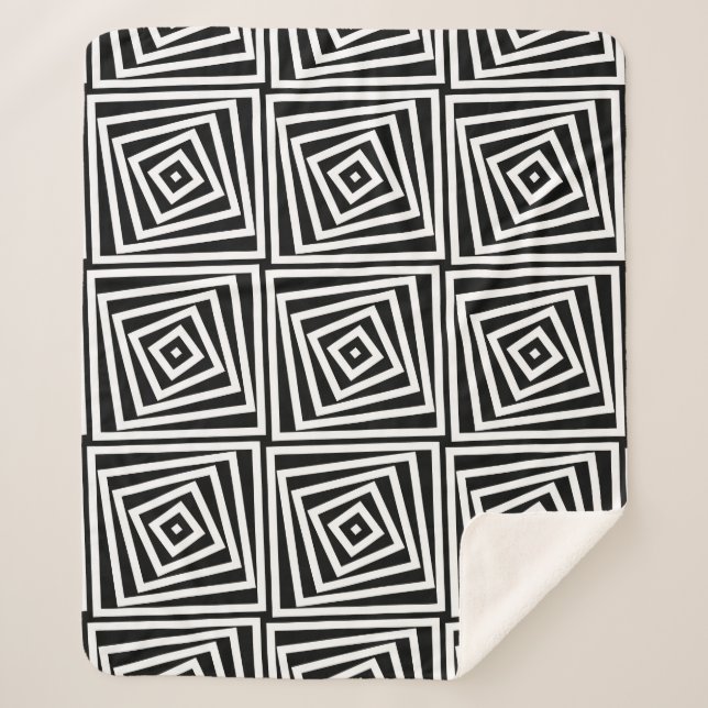 Couverture Sherpa Boîte à spirale à rayures noir et blanc Motif de r (Devant)