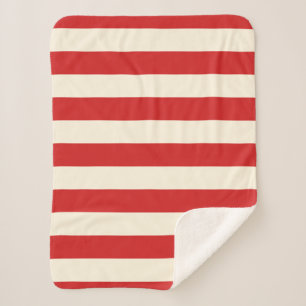 Couverture Sherpa Boîte aux lettres rouge rayures crème Tofu