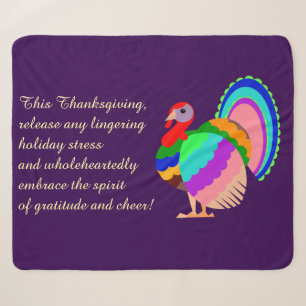 Couverture Sherpa Bon thanksgiving. Fleurs design polonaises.