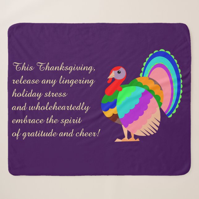 Couverture Sherpa Bon thanksgiving. Fleurs design polonaises. (Devant (Horizontal))