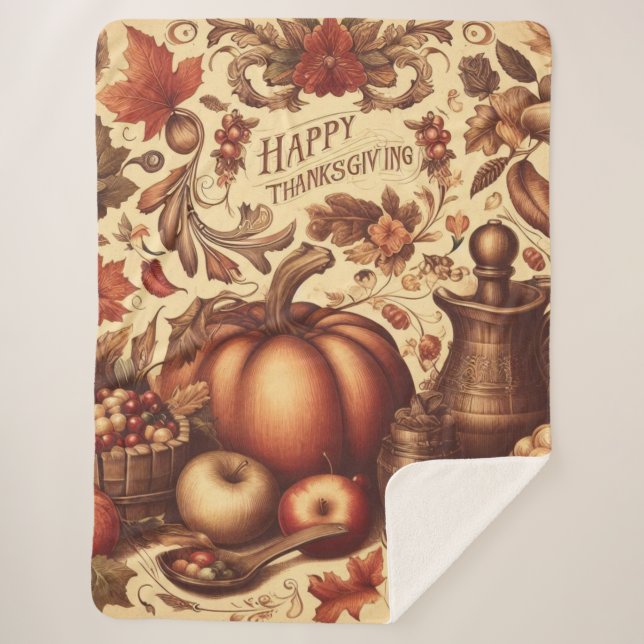 Couverture Sherpa Bon thanksgiving vintage/classique (Devant)
