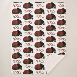 Couverture Sherpa Bonbon Valentin XOXO et chocolat noir