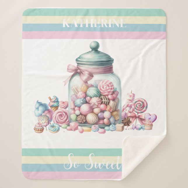 Couverture Sherpa Bonbons Sucrés Aquarelle Fantaisie (Devant)
